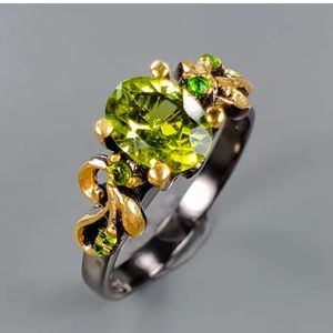 Peridot Diopside Ring